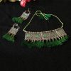 Afghani Oxidized Tassel Choker Set_Green