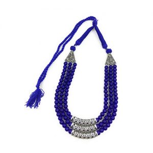 Big Beads 3 Layer Necklace_Blue