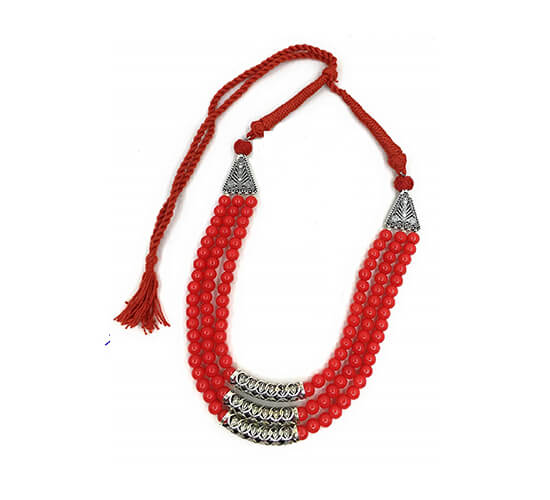 Big Beads 3 Layer Necklace_Red