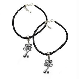 German Silver Anklet Pair_Butterfly