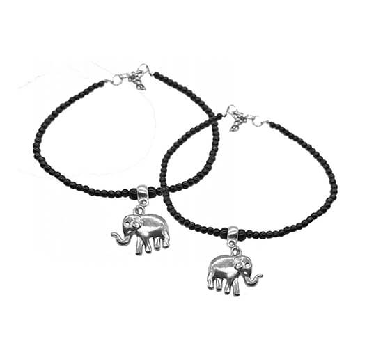 German Silver Anklet Pair_elephant