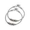 German Silver Black Beaded Ghungroo Anklet_Silver