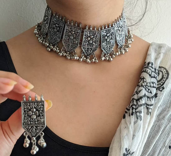 Handmade silver choker Necklace