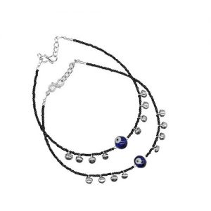 German Silver Evil Eye Anklet Pair