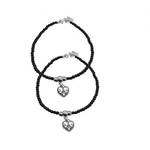 German Silver Heart Shape Anklet Pair