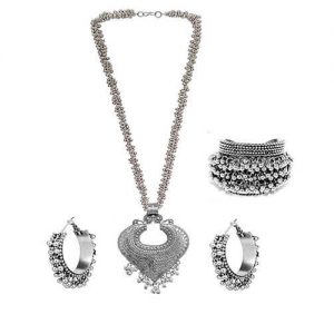 German Silver Heart Tassel Jewelry Set