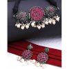 German Silver Kundan Studded Choker Set_Pink1