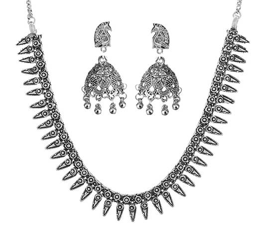 German Silver Leaf Necklace Set