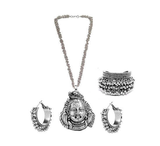German Silver Lord Shiva Jewelry Set