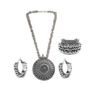 German Silver Round Jewelry Set