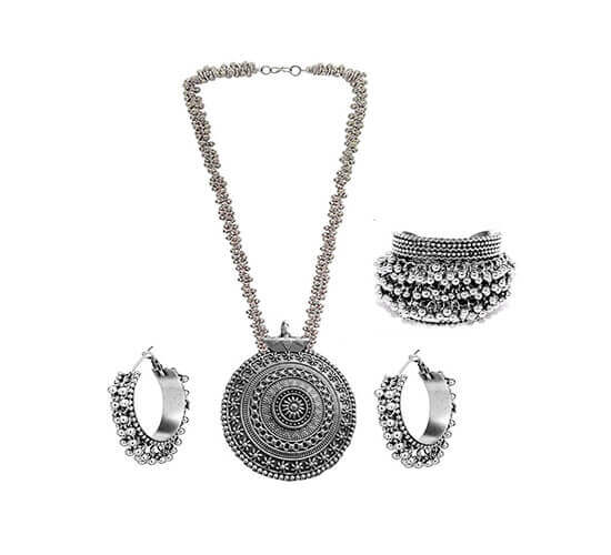 German Silver Round Jewelry Set