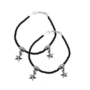 German Silver Star Shape Anklet Pair