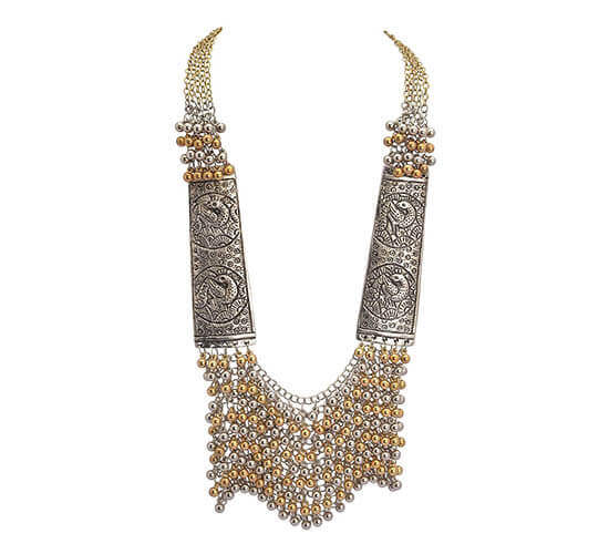 German Silver Turkish Beaded Necklace_Golden&Silver