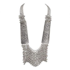 German Silver Turkish Beaded Necklace_Silver