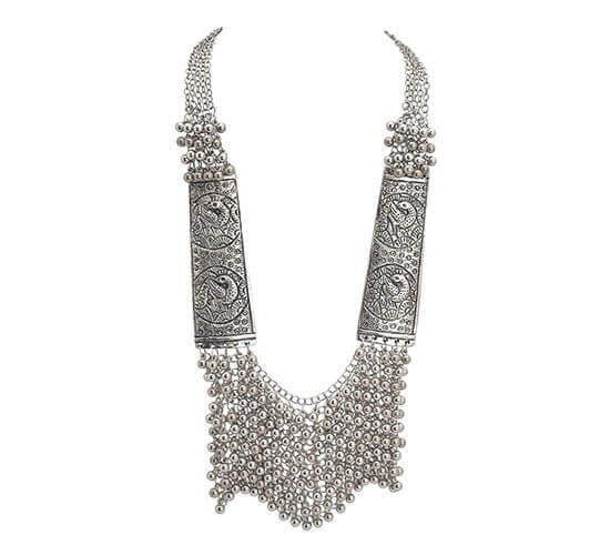German Silver Turkish Beaded Necklace_Silver