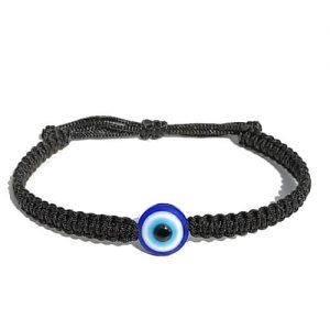 Macrame Cord Evil Eye Bracelet_Black