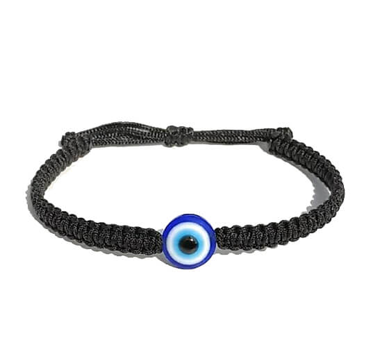 Macrame Cord Evil Eye Bracelet_Black