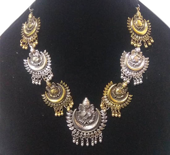 Oxidized Ganesha ji Necklace Set_cover