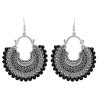 Oxidized Silver Afghani Style Earrings_Black