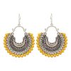 Oxidized Silver Afghani Style Earrings_Yellow