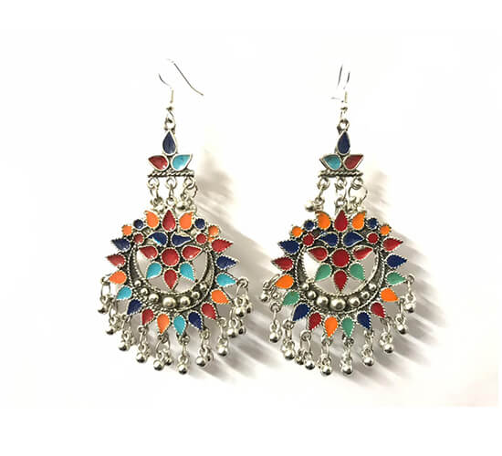 Oxidised multi-coloured stone earrings - Shalaya Store