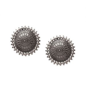 Oxidized Silver Plated Round Studs