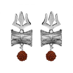 Oxidized Silver Trishul Stud Earrings_cover