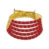 Beads Golden Choker Necklace_Red