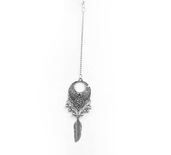 Oxidised Silver Long Feather Maang Tikka_cover