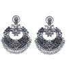 Oxidized Afghani Tribal Chandbali Earrings_Silver
