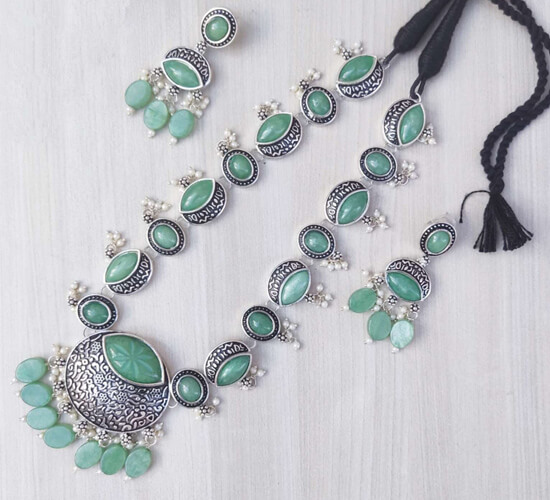 German Starling Aquralic Bead Jewellery Set - green 3