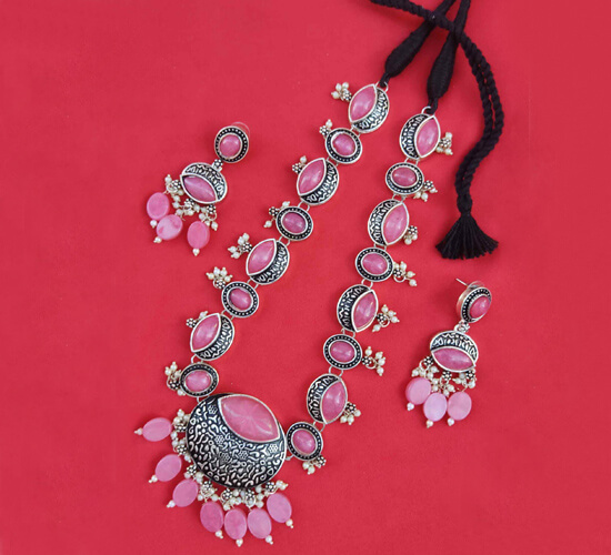 German Starling Aquralic Bead Jewellery Set - pink 4