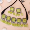 Silver Plated Stone Jewellery set - pestle green 3