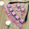 Silver Plated Stone Jewellery set - pink 3