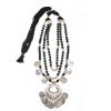 German Silver Black Bead Coin Charm Necklace 1