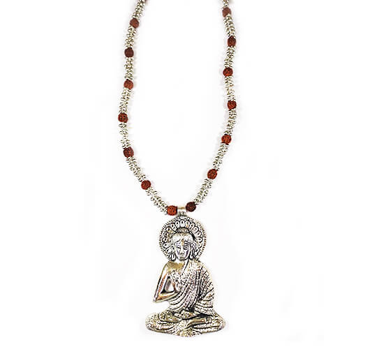 German Silver Buddha ji with Rudraksha Necklace 1
