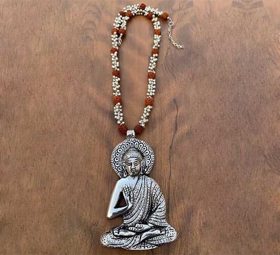 German Silver Buddha ji with Rudraksha Necklace 2