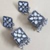 German Silver Square  Shining Mirror Jhumka 4