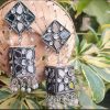 German Silver Square  Shining Mirror Jhumka 5
