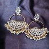 German Silver Studded Chandbali Earrings_ Golden 2