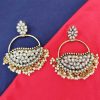 German Silver Studded Chandbali Earrings_ Golden 3