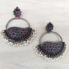 German Silver Studded Chandbali Earrings _ Multicolor 2