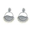 German Silver Studded Chandbali Earrings_White 1