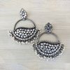 German Silver Studded Chandbali Earrings_ White 2