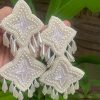 Pearl Embroidery Double Star Handmade Earrings_ White 2