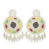 Pearl Embroidery Round Handmade Earrings 1