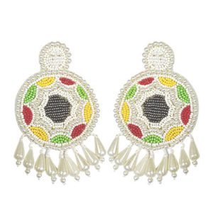 Pearl Embroidery Round Handmade Earrings 1