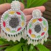 Pearl Embroidery Round Handmade Earrings 2