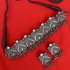 Silver Look Peacock Design Choker Set white 2